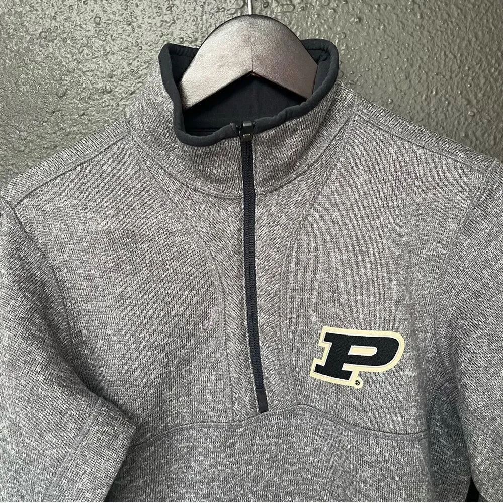 ANTIGUA PURDUE BOILERMAKERS MENS GREY FORTUNE LONG SLEEVE 1/4 ZIP PULLOVER